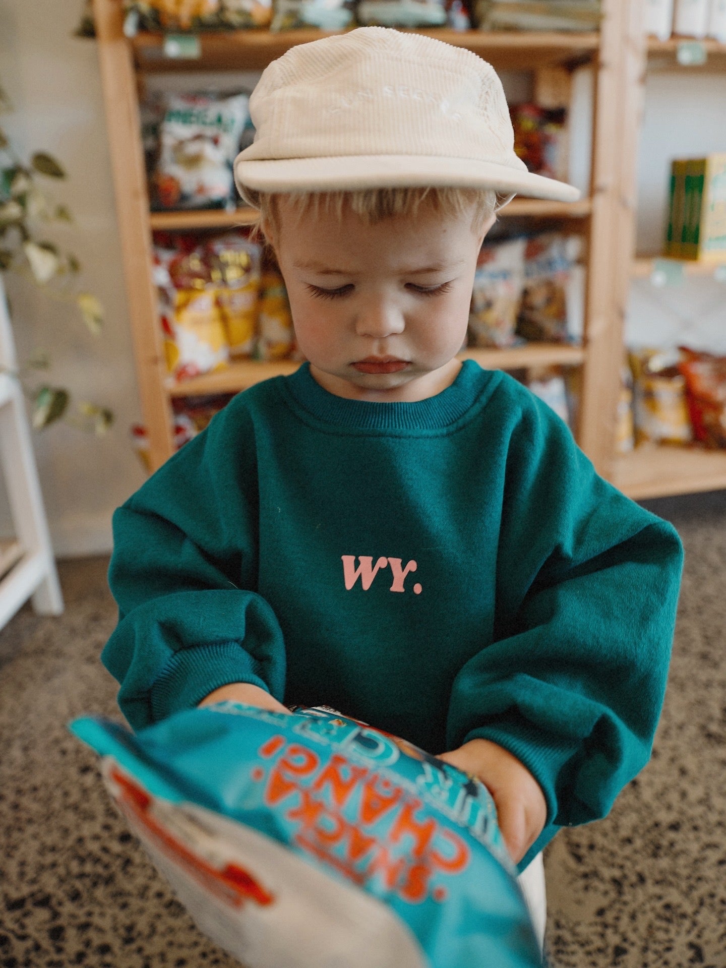Midnight Teal Oversized Crew Neck (Imperfect logo please read description)