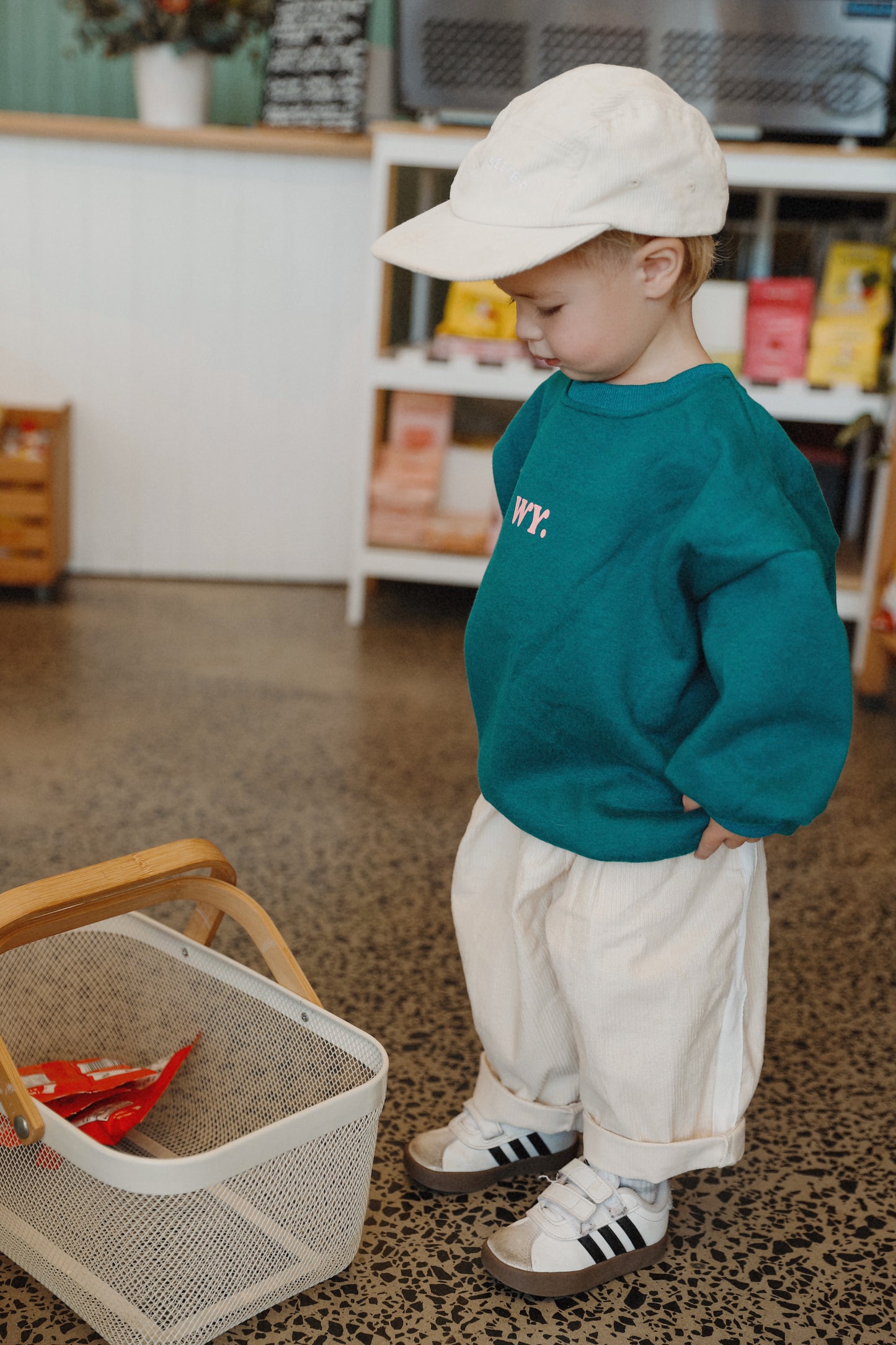 Midnight Teal Oversized Crew Neck (Imperfect logo please read description)