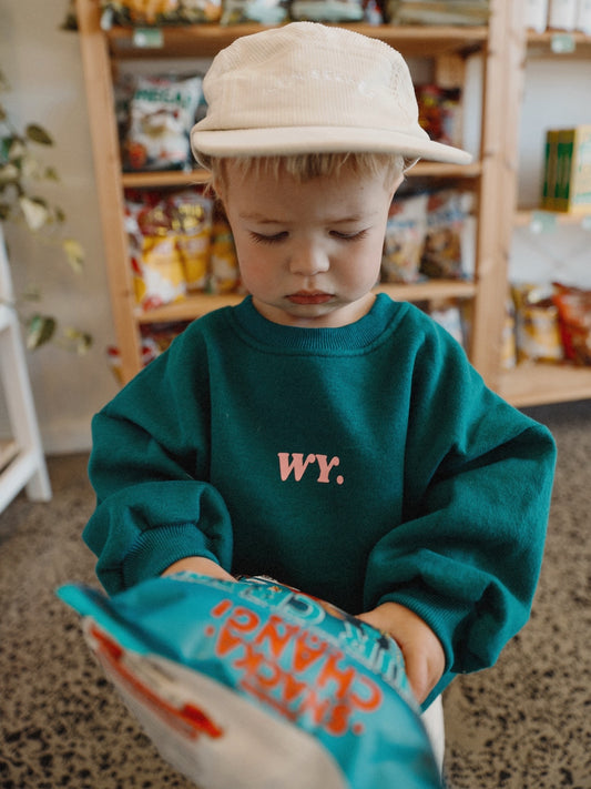 Midnight Teal Oversized Crew Neck (Imperfect logo please read description)