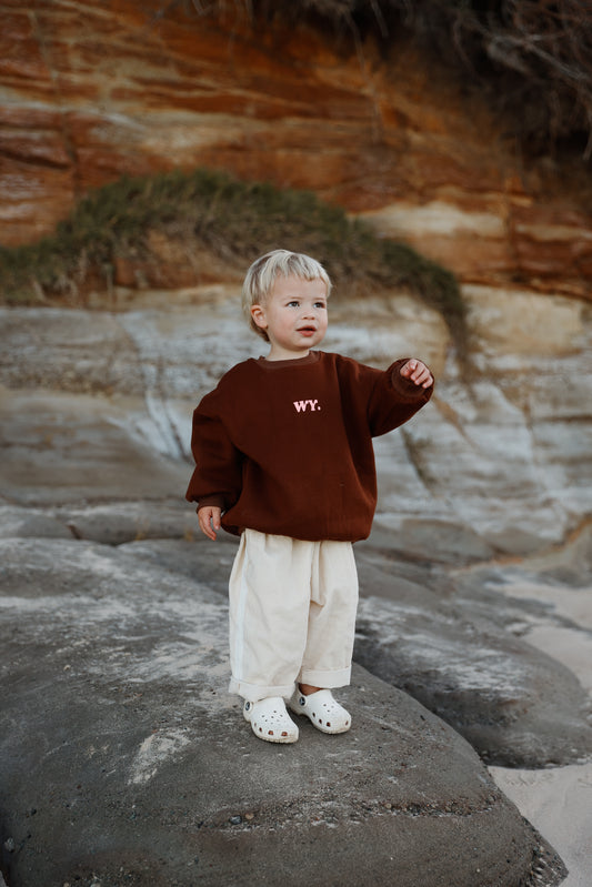Mini Mocha Oversized Crew Neck (Imperfect logo please read description)